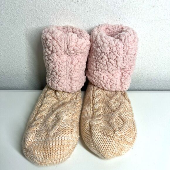MinxNY Old School Slipper Socks Pink Tan One Size - Picture 1 of 9